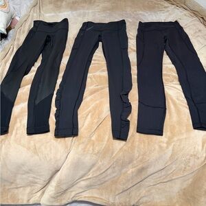 lululemon athletica Black Women's Leggings Trio - Side Mesh & Ruffle Details